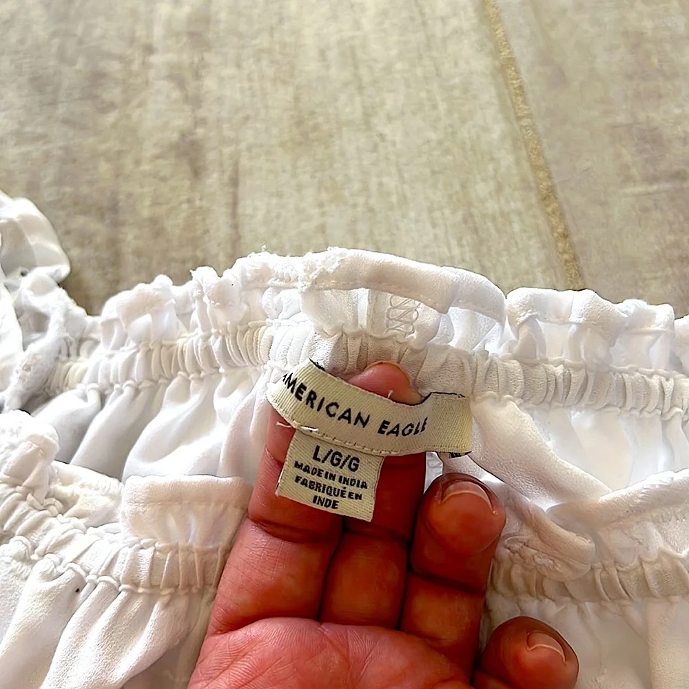 NWOT American Eagle Baloon Sleeve Lined Embroidered Babydoll Top - Picture 5 of 9